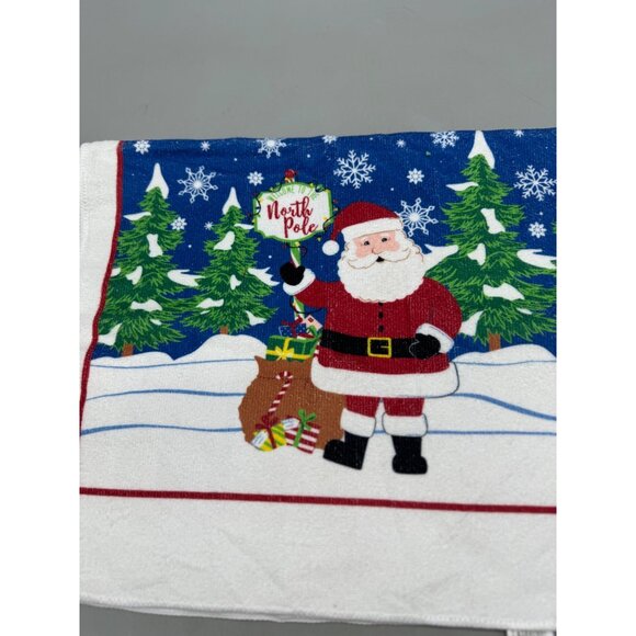 Santa Claus North Pole Christmas Kitchen Towel Festive Design & Snowy READ - Picture 3 of 8